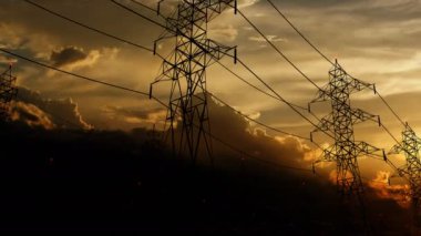 Bilgisayar üretilmiş, elektrik, elektrik şebekesi, kule kulesi..