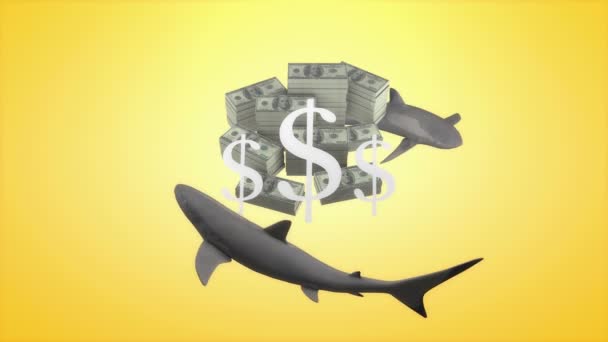 计算机生成 贷款鲨鱼概念动画 — 图库视频影像