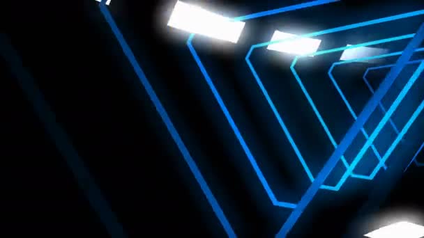Dator Genererad Neon Ljus Tunnel Animation — Stockvideo