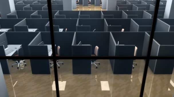 Computer Generated Office Building Office Cubicle Partitions — Stock Video