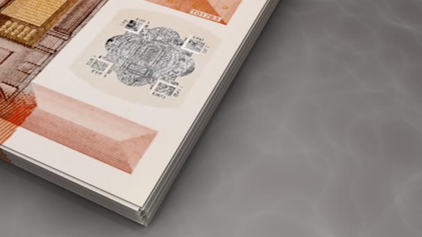 Бумажные Деньги Переворачивает Анимация Евро — стоковое видео