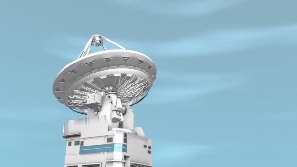 Computergegenereerd Radiotelescoop Communicatiefaciliteit — Stockvideo