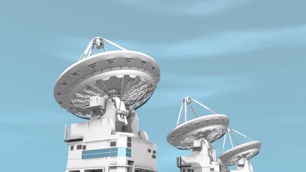 Computadora Generada Radio Telescopio Instalación Comunicación — Vídeos de Stock