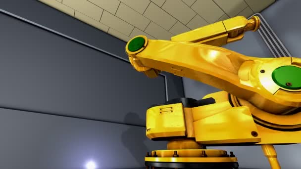 Kunstenaar Creatie Zware Industrie Robotarm Tentoonstelling — Stockvideo