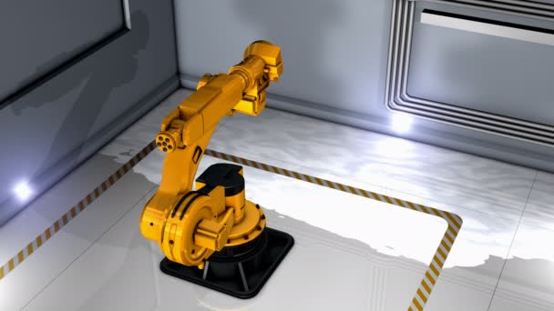Kunstenaar Creatie Zware Industrie Robotarm Tentoonstelling — Stockvideo