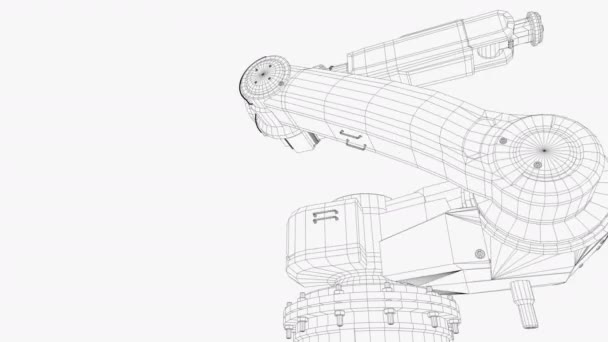 Artis Penciptaan Industri Berat Robotik Pameran Lengan Mode Wireframe — Stok Video