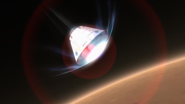 Artist Rendering Space Capsule Daalt Naar Mars — Stockvideo