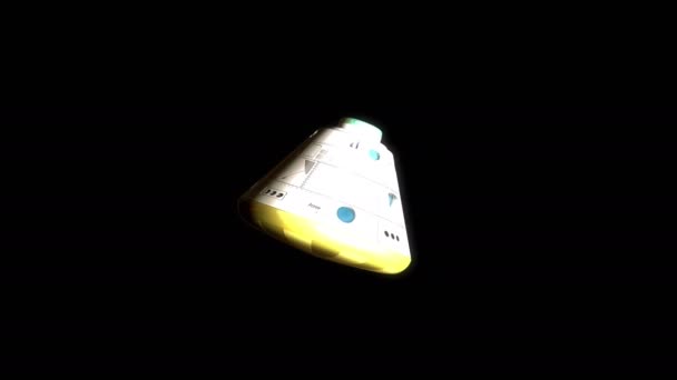 Artist Rendering Space Capsule Afdalen Bemand Vacuüm Rover Manoeuvre Hitteschild — Stockvideo