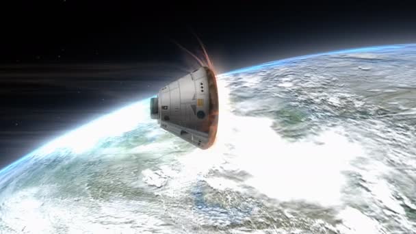 Artist Rendering Space Capsule Daalt Naar Aarde — Stockvideo