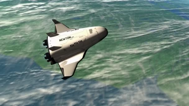 Komputer Dihasilkan Pesawat Ruang Angkasa Rendah Entry Fase Bumi Turun — Stok Video