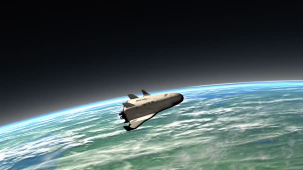 Komputer Dihasilkan Pesawat Ruang Angkasa Rendah Entry Fase Bumi Turun — Stok Video