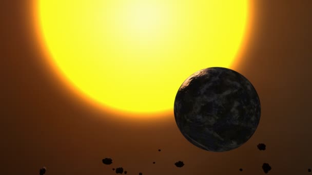 Komputer Dihasilkan Konseptual Bintang Dan Sistem Planet — Stok Video