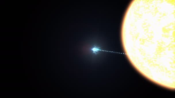 Umělec Vykreslování Sungrazer Kometa Perihelionu Sluncem — Stock video