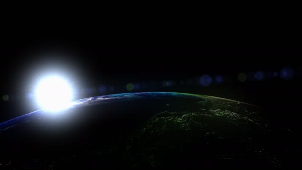 Computergeneriert Sonnenaufgang Aus Dem All Niedrige Umlaufbahn Sonne — Stockvideo