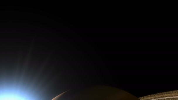 Computador Gerado Sonda Espacial Voyager Perto Sobrevoo Saturno — Vídeo de Stock
