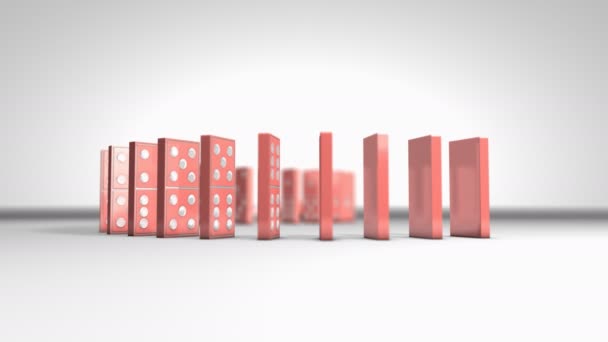 Computer Generated Domino Chain Falling Effect — Stock Video