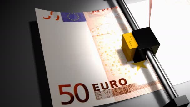Computador Gerado Animação Conceitual Impressora Dinheiro Euro — Vídeo de Stock