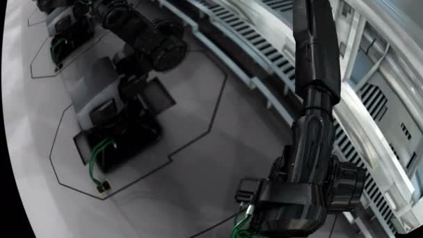 Computergenerierung Künstler Rendering Fabrik Roboter Fließbänder — Stockvideo