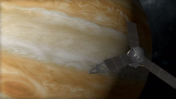Komputer Generowany Jowisz Misji Juno Statku Kosmicznego — Wideo stockowe