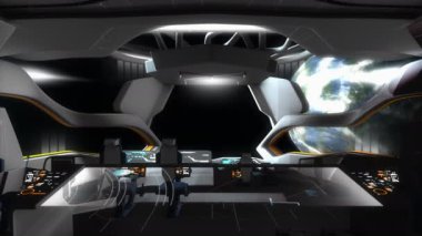 Bilgisayar üretildi, uzay gemisi yaratıcı kurgusal komut odası.