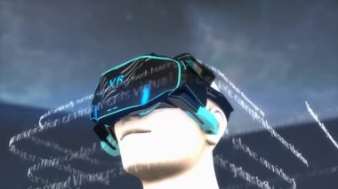 Bilgisayar üretilmiş, Sanatçı konsepti, Sanal Gerçeklik kulaklığı, aygıt.