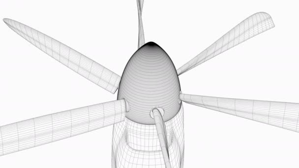 Computer Generated Close Plane Propeller Turbo Fan Wireframe — 비디오