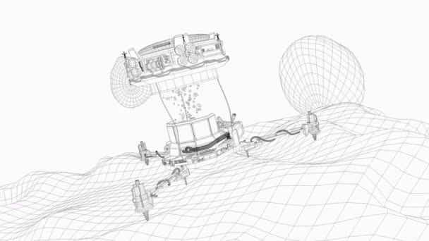Computer Generated Artist Render Fictional Space Miner Wireframe — Videoclip de stoc