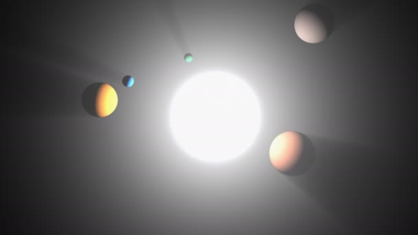 Ordenador Generado Artista Conceptual Estrellas Sistema Planetario — Vídeos de Stock