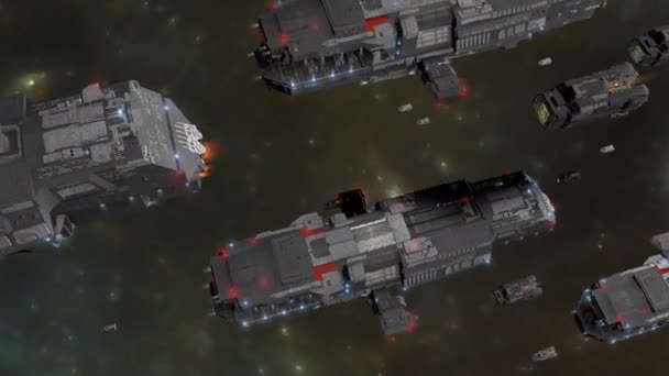 Computergenerierte Science Fiction Raumschiffflotte — Stockvideo
