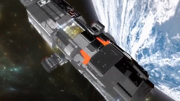 Bilgisayar Üretildi Bilim Kurgu Uzay Gemisi Yıldız Gemisi — Stok video