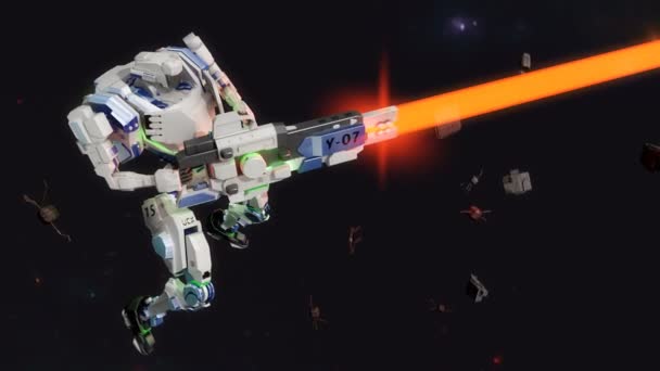 Battle Robot Shooting Laser Gun — Stock Video © OneO2 #653860692