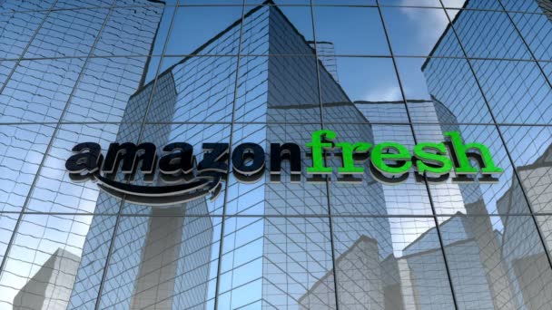 Липень 2017 Використання Тільки Редакції Будівля Amazon Fresh — стокове відео