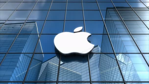 Wyłącznie Użytku Redakcyjnego Animacja Logo Apple Inc Budynku Szkła — Wideo stockowe