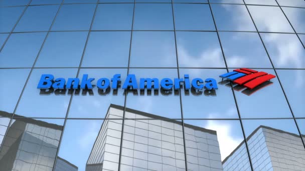 Apenas Uso Editorial Animação Logotipo Banco América Construção Vidro — Vídeo de Stock