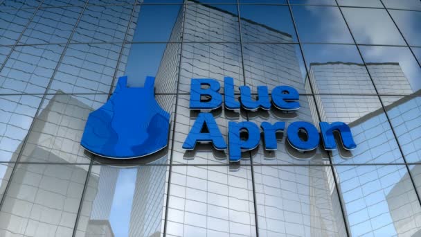 Augustus 2017 Uitsluitend Redactioneel Gebruik Blue Apron Logo Glazen Gebouw — Stockvideo