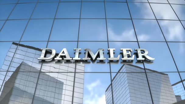 Wyłącznie Użytku Redakcyjnego Animacja Logo Daimler Szklanym Budynku — Wideo stockowe