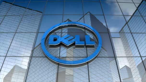 September 2017 Editorial Use Only Animation Dell Logo Glass Building — 图库视频影像