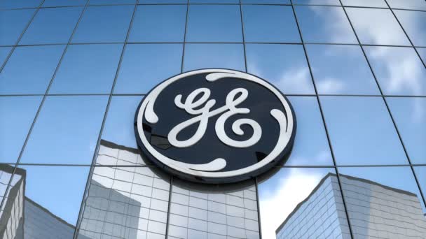 Editorial Use Only Animation General Electric Logo Glass Building — Stock Video