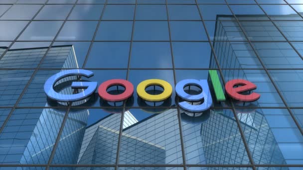 Wyłącznie Użytku Redakcyjnego Animacja Logo Google Szklanym Budynku — Wideo stockowe