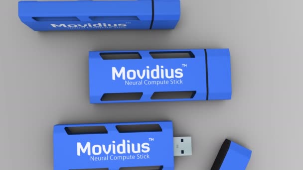 2017年8月 仅使用英特尔Movidius Neural Compute Stick 3D动画 — 图库视频影像