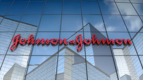 August 2017 Editorial Use Only Animation Johnson Johnson Logo Glass — Stock Video