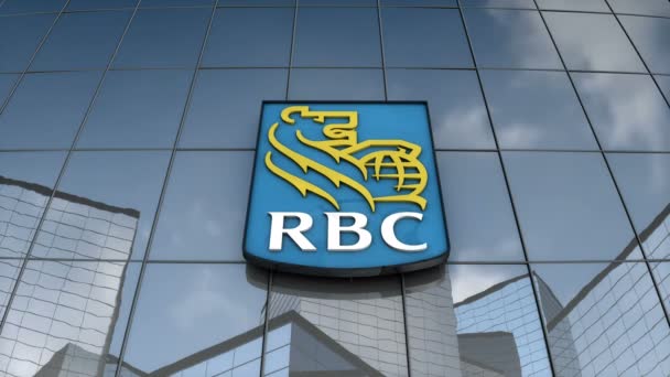 Uso Editorial Somente Animação Logotipo Royal Bank Canada Construção Vidro — Vídeo de Stock