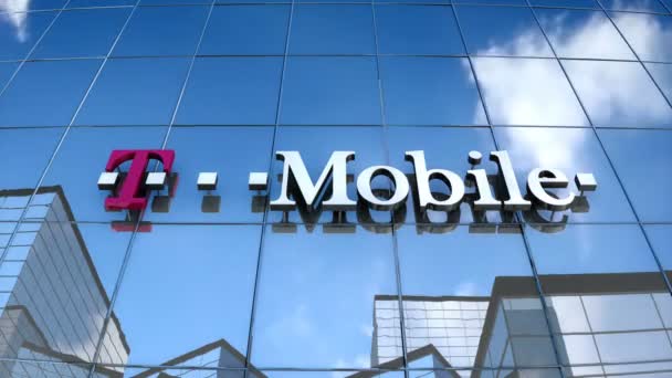 Editorial Use Only Animation Tmobile Logo Glass Building — ストック動画