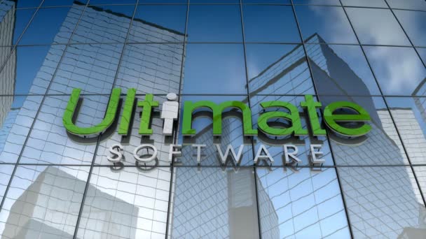 September 2017 Nur Redaktionelle Verwendung Animation Ultimatesoftware Logo Auf Glasbau — Stockvideo
