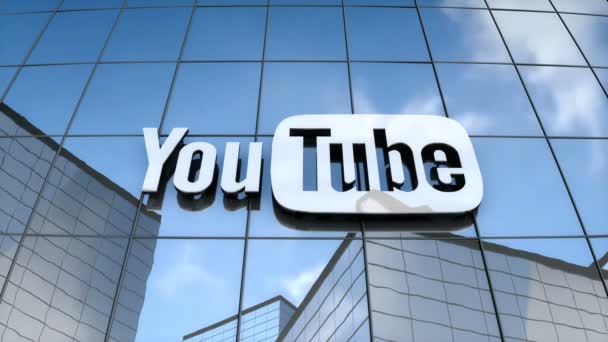 Julho 2017 Apenas Uso Editorial Animação Logotipo Youtube Edifício Vidro — Vídeo de Stock
