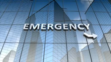 Cam bina üzerinde acil durum işareti