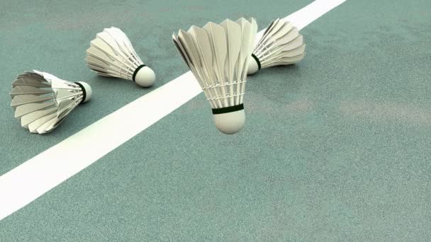 Počítačové Generované Sportovní Vybavení Badmintonový Shuttlecock — Stock video
