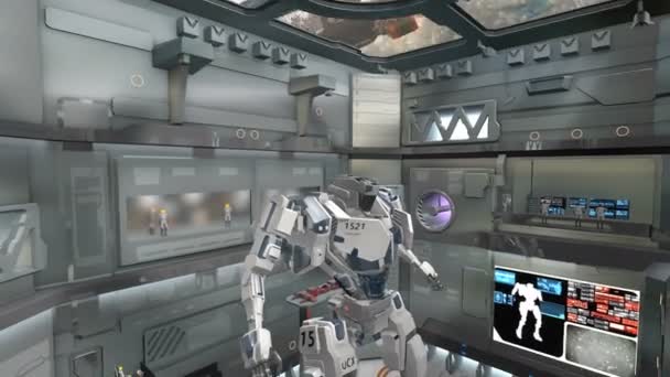 Spaceship Hangar Giant Battle Robot — Videoclip de stoc