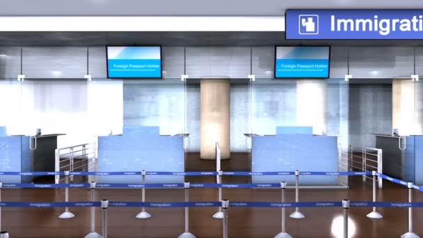 Repülőtéri Bevándorlási Pult Animáció — Stock videók