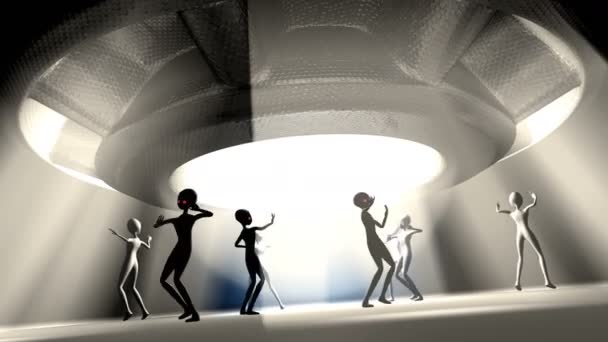 地球への侵攻に成功した後の嫌なエイリアンのダンスの束 — ストック動画